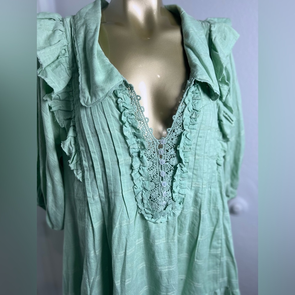 Free People Sage Green Ruffle Tunic Dress - Picture 10 of 14